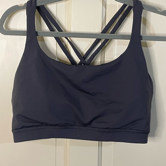 Women's Gray Lululemon Double Criss Cross Back Ribbed Sports Bra Sz 14 Yoga - Picture 6 of 8